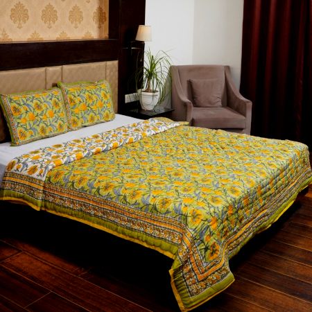 Handmade Floral Jaipuri Quilt